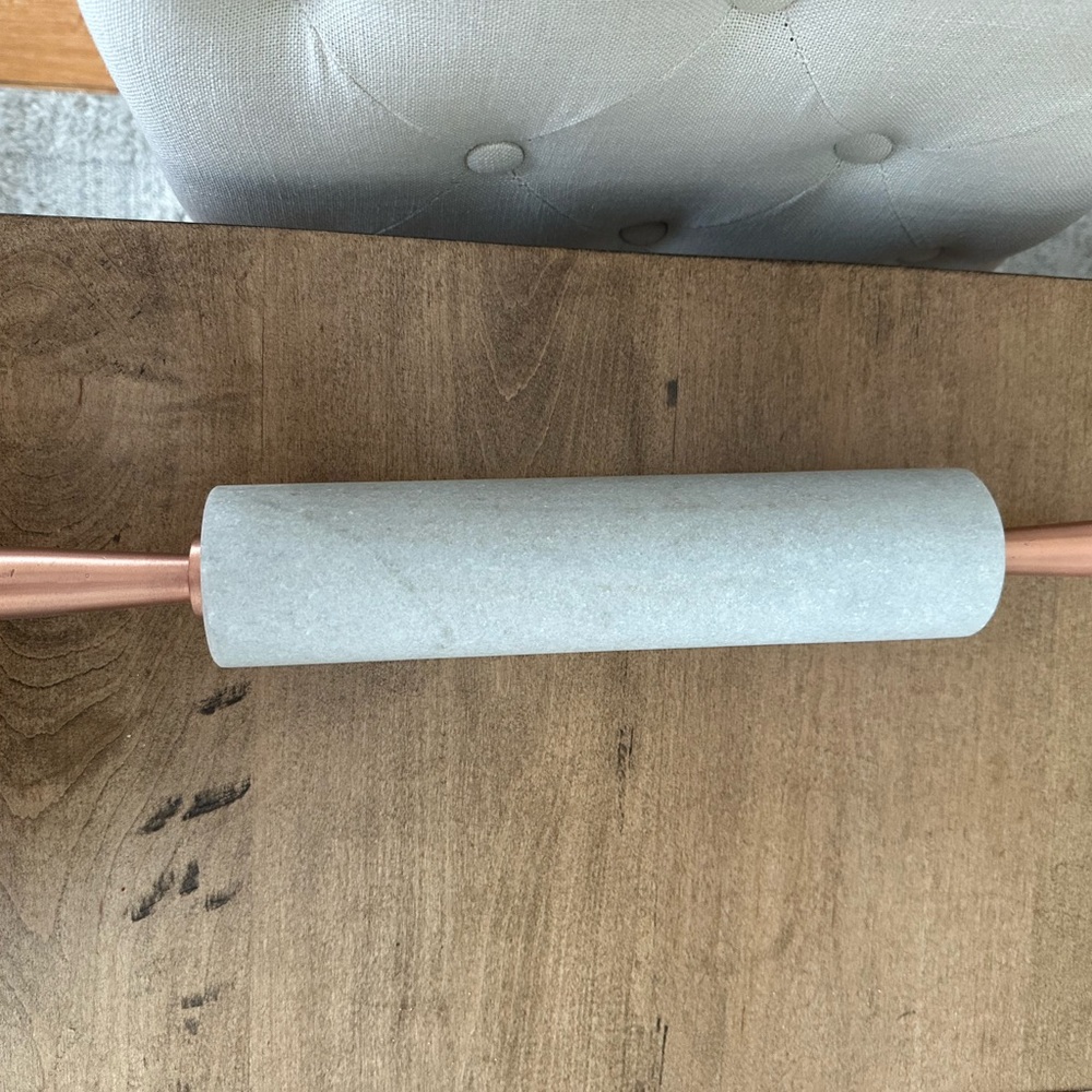 Elegant Gray Rolling Pin with Copper Handles